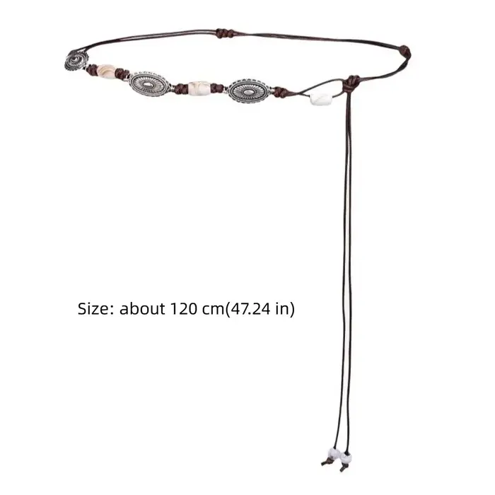 Ceinture rétro bohème en perles de bois