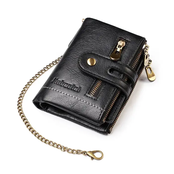 Nouveaux hommes portefeuilles en cuir synthétique polyuréthane court porte-carte chaîne marque de luxe