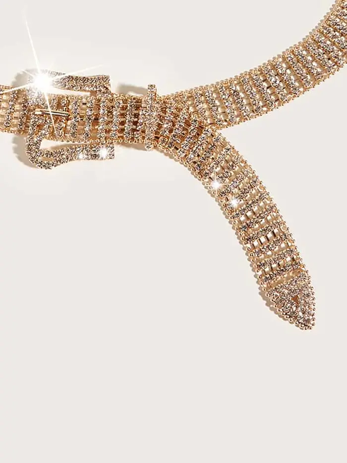 HERSHINE Ceinture tendance femme 1 pièce avec boucle papillon et strass