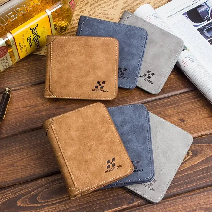 Nouveau portefeuille court en cuir givré pour hommes