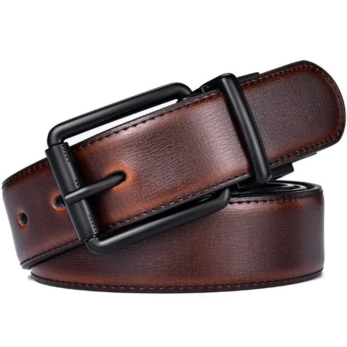 Boucle à rouleau de ceinture réversible en cuir pour hommes