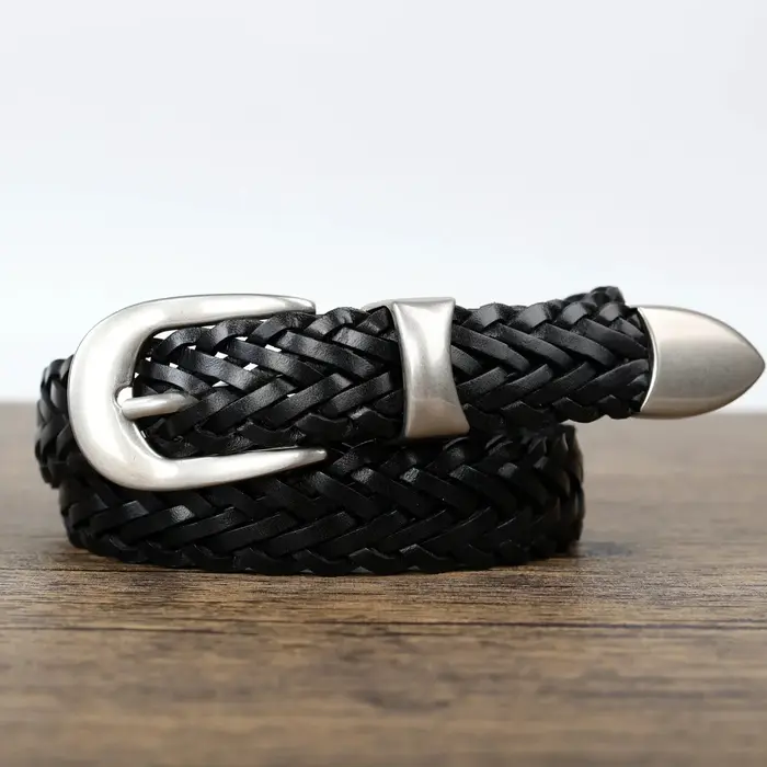 Ceinture en cuir Vintage décontractée faite à la main pour hommes et garçons, avec fixation à boucle