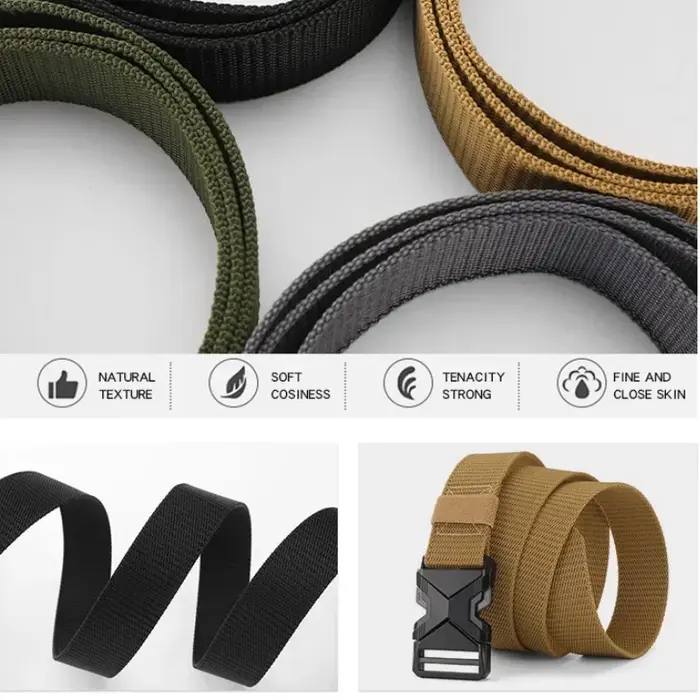 Ceintures de taille tactiques pour hommes, plusieurs Styles, ceinture à boucle en Nylon tressé, légère et respirante, pour les déplacements quotidiens, nouvelle collection