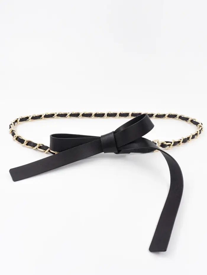 Ceinture fine nouée en cuir de mouton souple