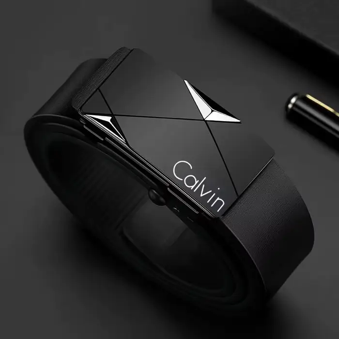 Ceinture élégante en cuir PU pour hommes – Ceintures à la mode pour la vie quotidienne, les loisirs,