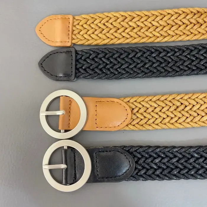 Ceinture coréenne rétro artisanale en cordon ciré pour femme