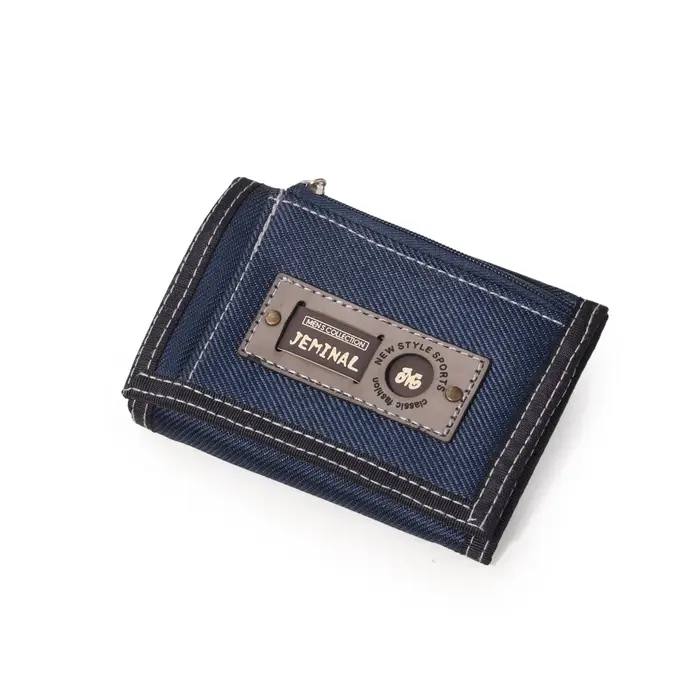Portefeuille à trois volets en nylon gris pour hommes et femmes
