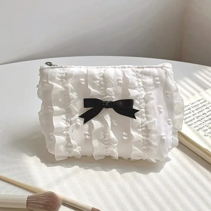 Porte-monnaie en dentelle jacquard multifonctionnel et élégant de style coréen, un sac à cosmétiques
