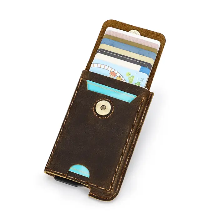 Hiram Vintage en cuir véritable RFID blocage porte-carte portefeuille pour hommes de luxe carte port