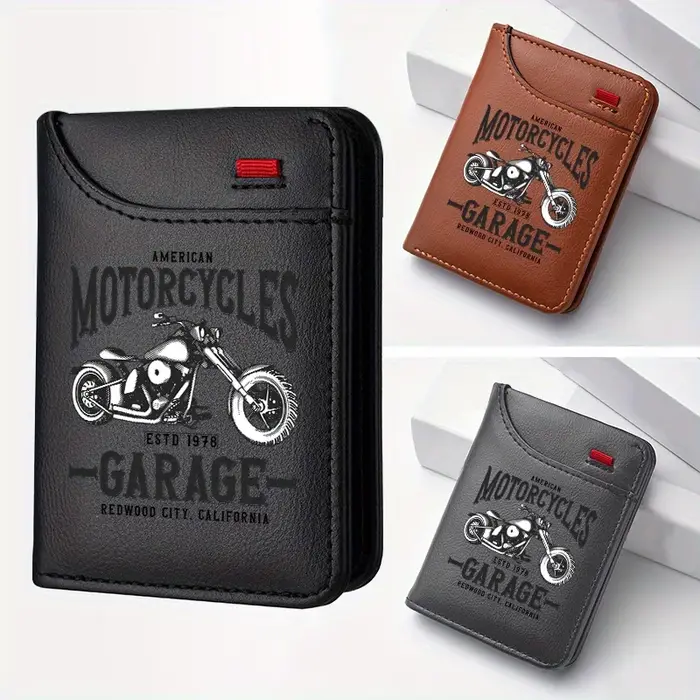 1 portefeuille de motard en cuir rétro pour hommes
