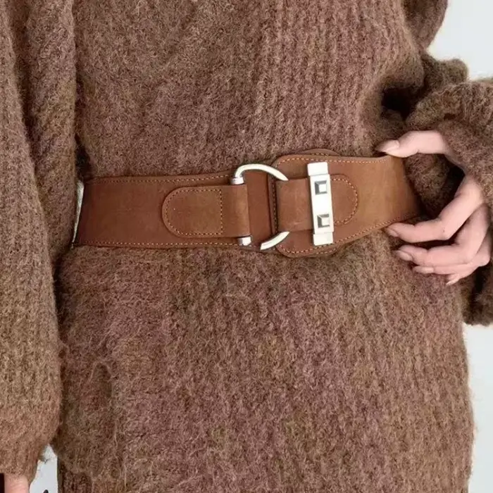 Ceinture large en daim pour femmes