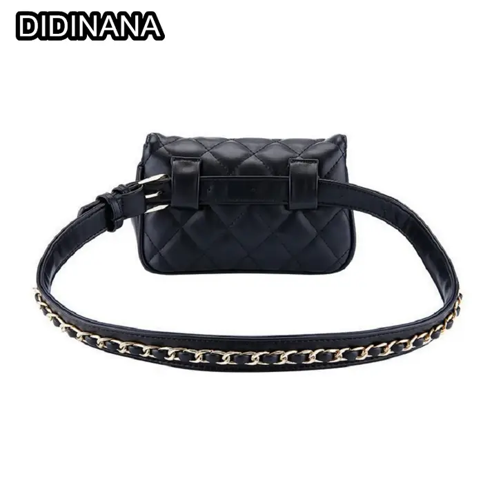 Mode femme taille ceinture sac en cuir PU chaîne en métal