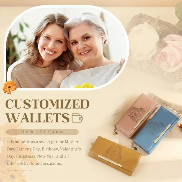 Portefeuille personnalisé pour femme avec photo et texte