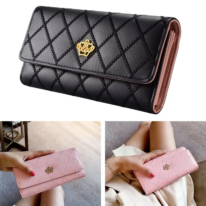Portefeuille long en cuir PU pour femme