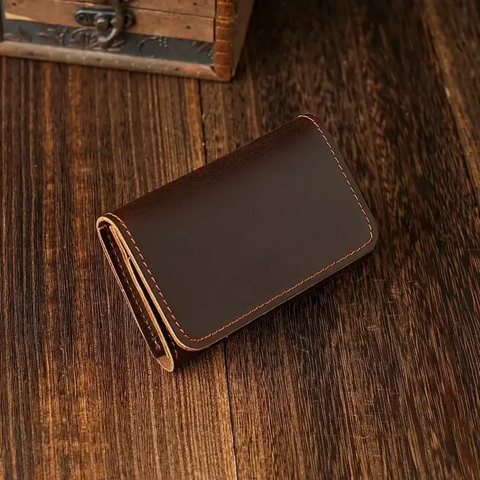 100% cuir Vintage porte-carte hommes en cuir véritable porte-carte de crédit petit portefeuille sac