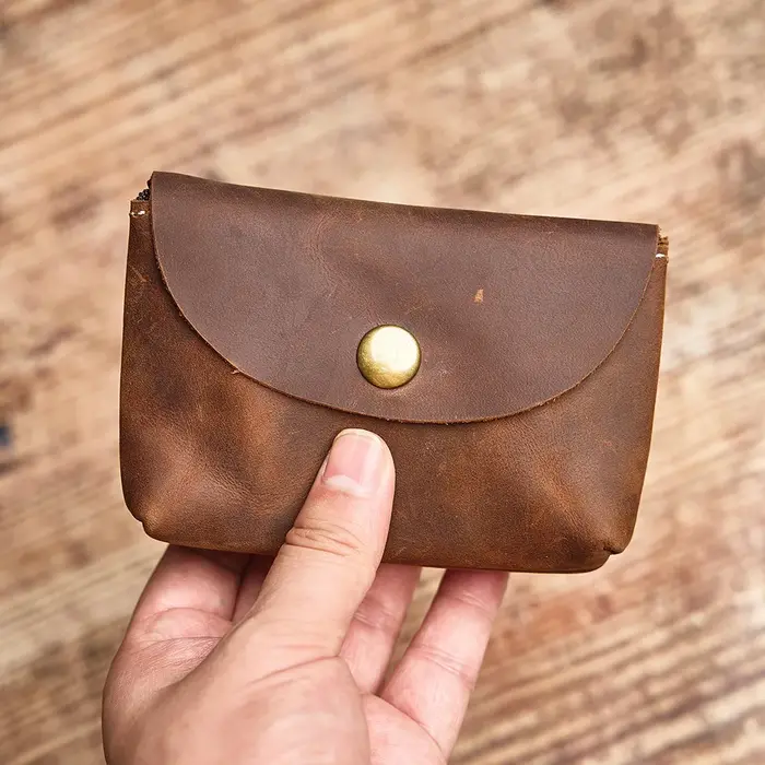 NUPUGOO – porte-monnaie rétro en cuir véritable pour hommes