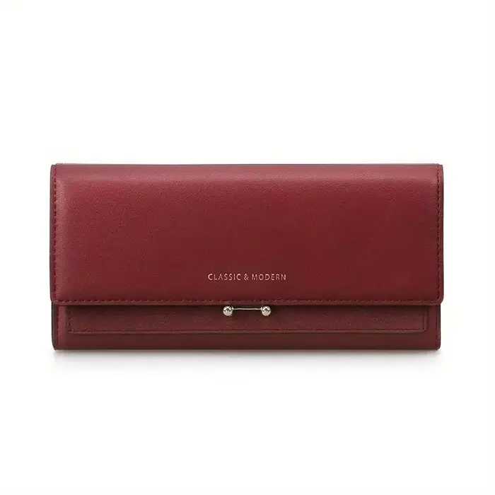 Portefeuille long en cuir PU pour femme