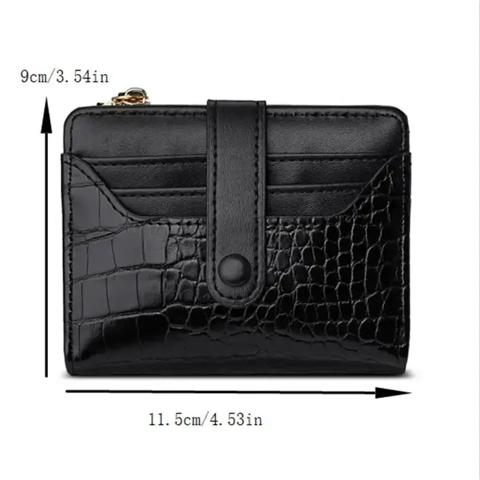 Fentes multi-cartes femmes court portefeuille mode cuir PU couleur unie fermeture éclair pochette Crocodile imprimé étanche carte sac porte-monnaie