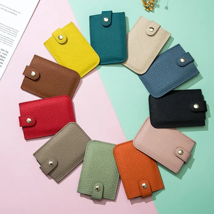Porte-cartes mince en cuir véritable