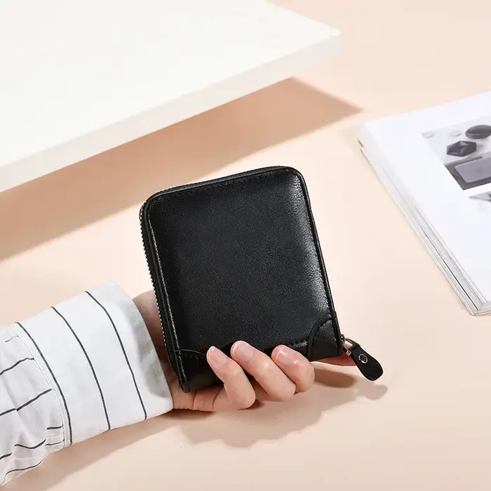 Portefeuille Vintage en cuir PU pour hommes, avec poche pour pièces de monnaie, court, petit porte-c