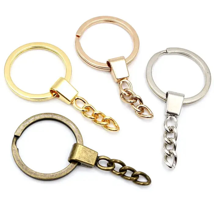 10pcs trousseau accessoires 30mm anneau avec 50mm longue chaîne porte-clés