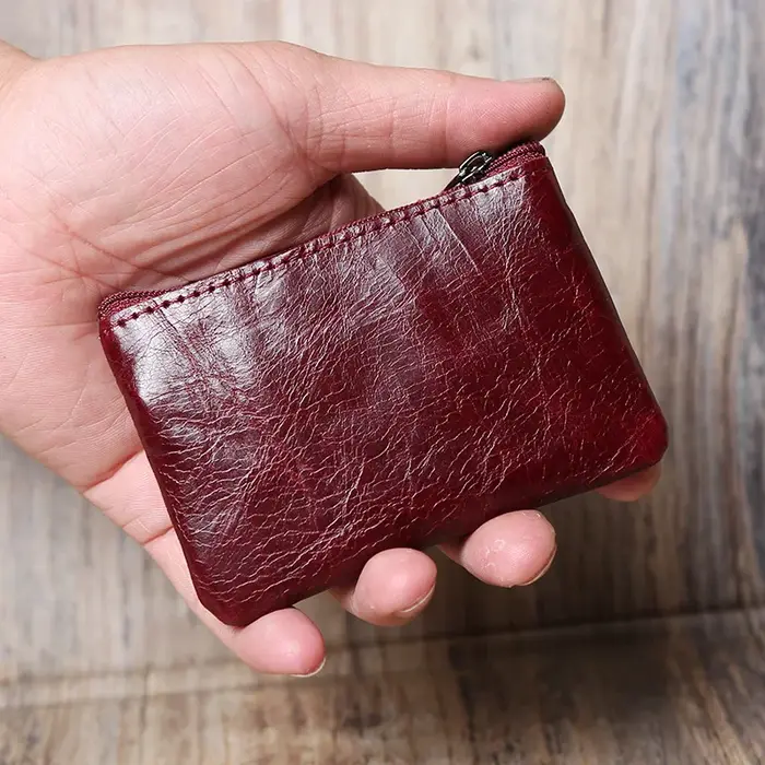 Mini porte-monnaie en cuir unisexe