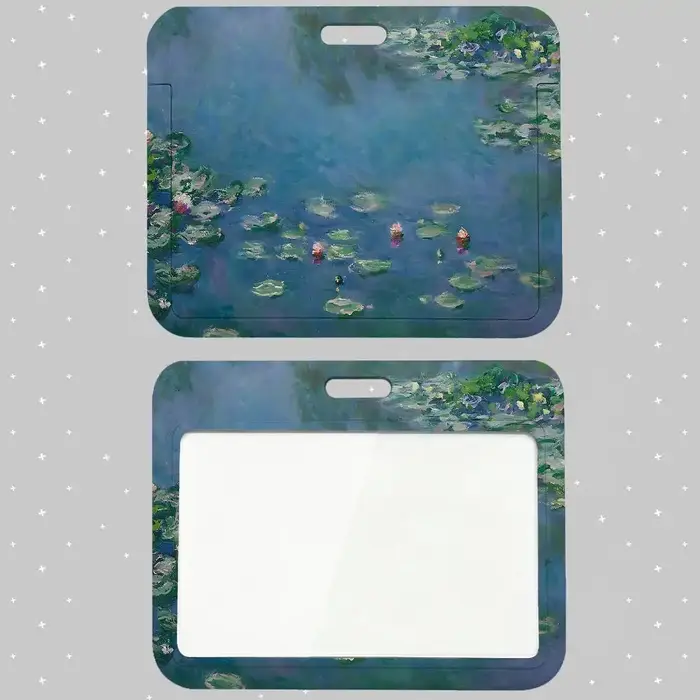 Porte-carte d'identité esthétique avec motif de peinture de Claude Monet