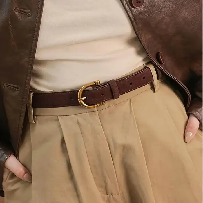 Ceinture en cuir véritable suédé pour femmes