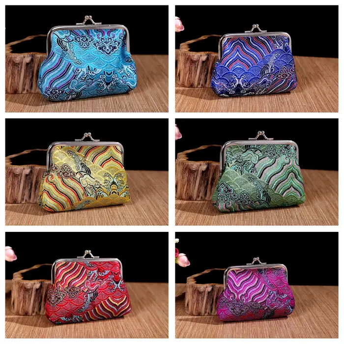Porte-monnaie brodé vintage pour femme