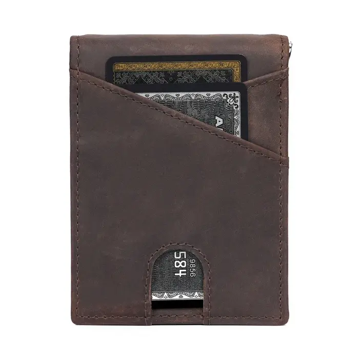 Portefeuille pliable classique en cuir pour hommes – Blocage RFID antivol plusieurs emplacements pour cartes portables
