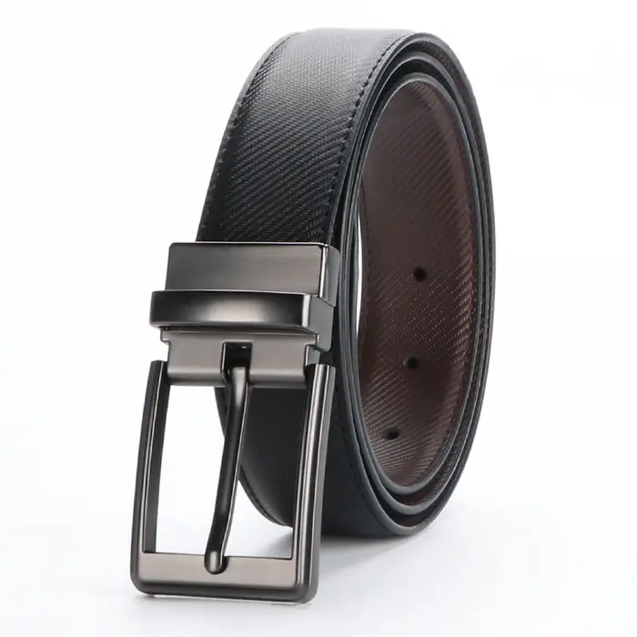 Ceinture réversible en cuir pour homme, rotation noire, 1 pièce