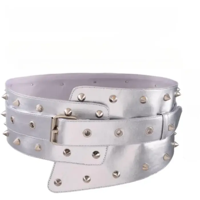 Ceintures larges argentées, ceintures gothiques pour robe, Punk cloutées, Rivets, ceinture cintrée à