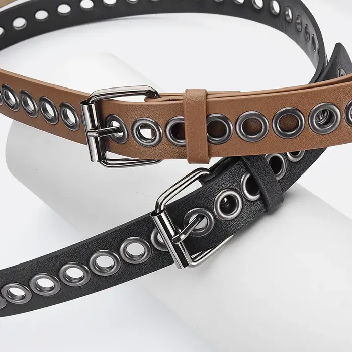 Ceinture en cuir fine et décorative sans trous
