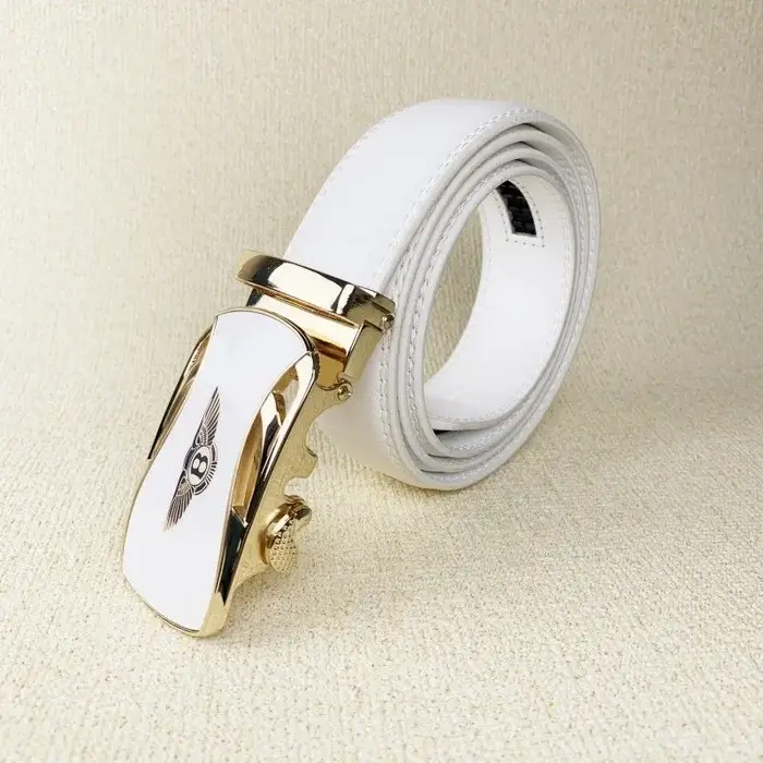 Bentley LOGO Ceinture en cuir blanc pour hommes boucle automatique jeunesse