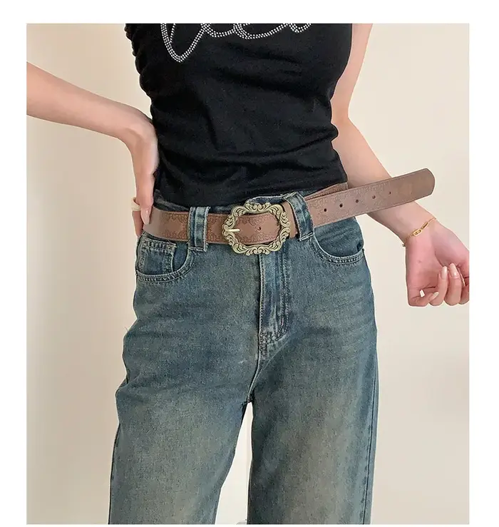 Ceinture vintage marron gaufrée style Hot Girl