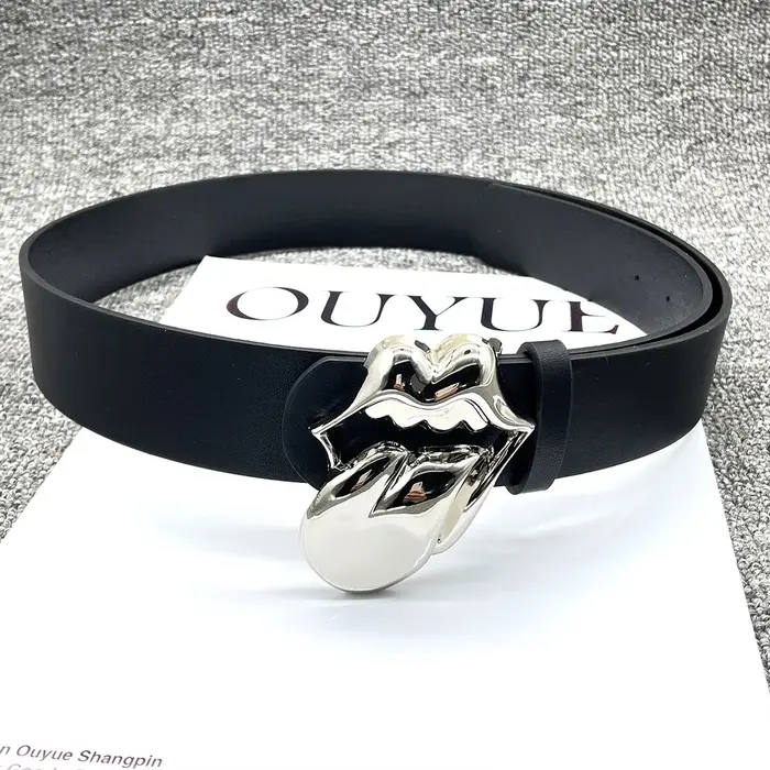 2025 mode luxe concepteur y2k grande langue boucles ceinture femmes grande ceinture en cuir PU ceinture pour dame accessoire
