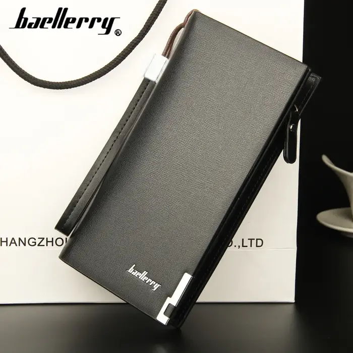 Baellerry nouveaux hommes longs portefeuilles grande capacité monnaie poche fermeture éclair mâle sac à main porte-carte portefeuille d'affaires pour hommes