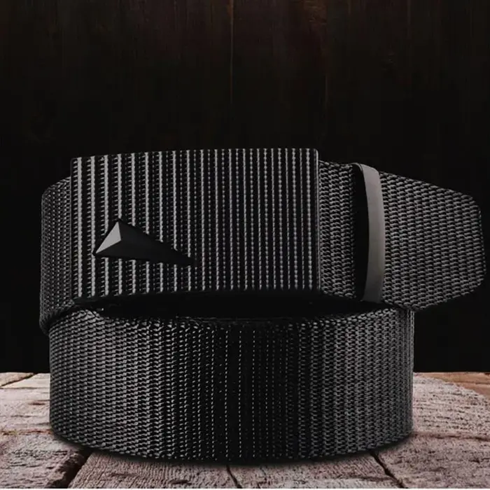 Ceinture en toile et nylon à boucle automatique pour homme