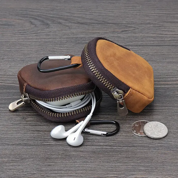 WERLLANDS Mousqueton en cuir PU multicolore rétro mini porte-monnaie porte-clés portefeuille