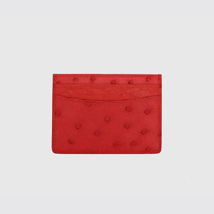 Porte-cartes unisexe en cuir véritable pour hommes et femmes, marque de mode, étui de luxe, cuir d'autruche véritable, porte-cartes de crédit, petit sac, portefeuille