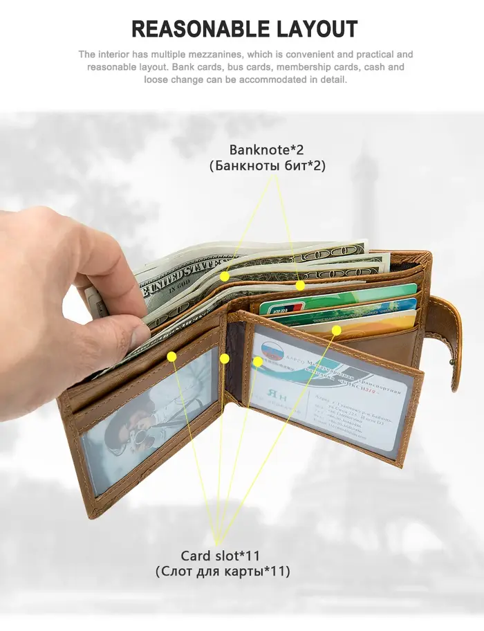 Luufan cuir hommes portefeuille