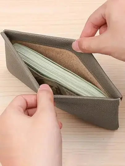 Portefeuille long minimaliste en cuir véritable pour femmes