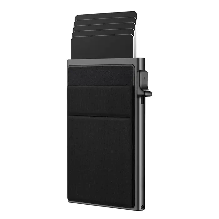 Portefeuille fin pour homme, anti-RFID, porte-cartes intelligent à ouverture automatique, étui à monnaie, petit et compact, porte-cartes d'identité et de banque, pour femme