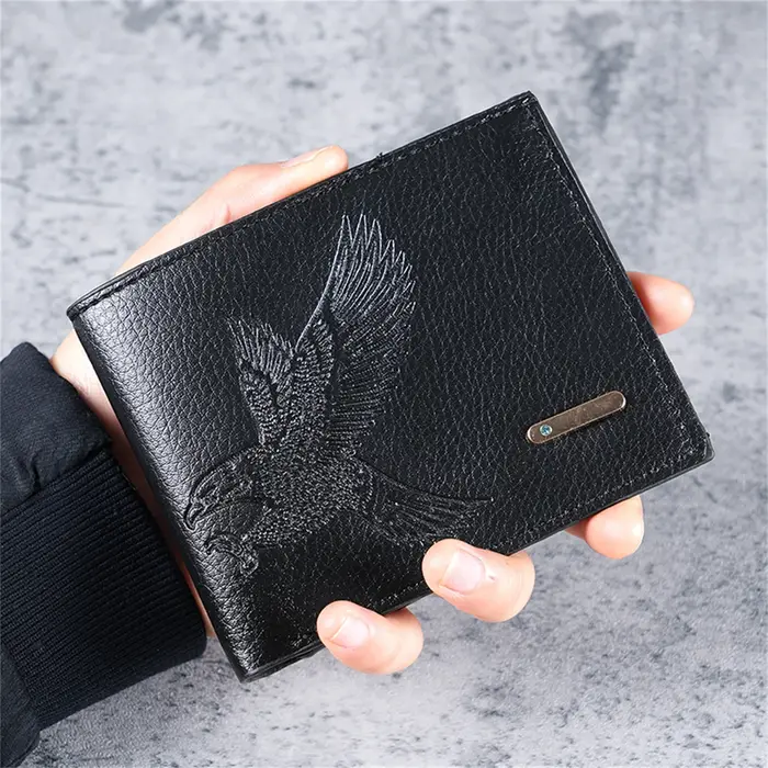 Portefeuille court en cuir souple pour hommes, mince, nouveau modèle d'aigle de grande valeur, pour 