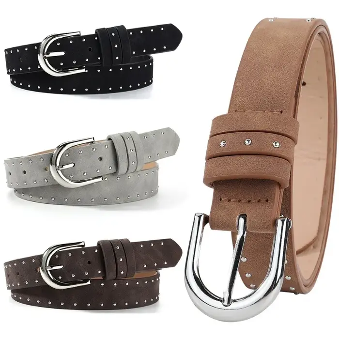 Ceinture élégante en daim cloutée avec boucle