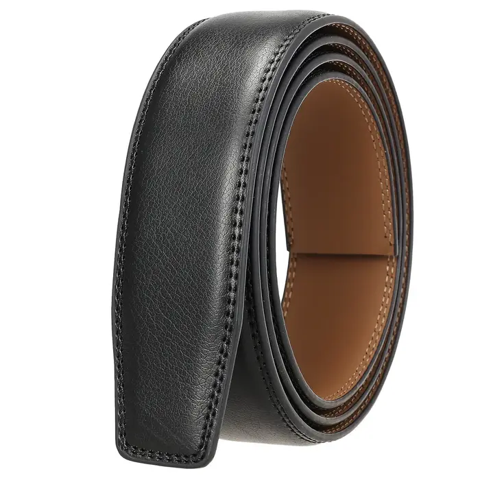 Ceinture automatique en cuir véritable pour hommes, 3.5cm de large, sans boucle, de haute qualité, 9