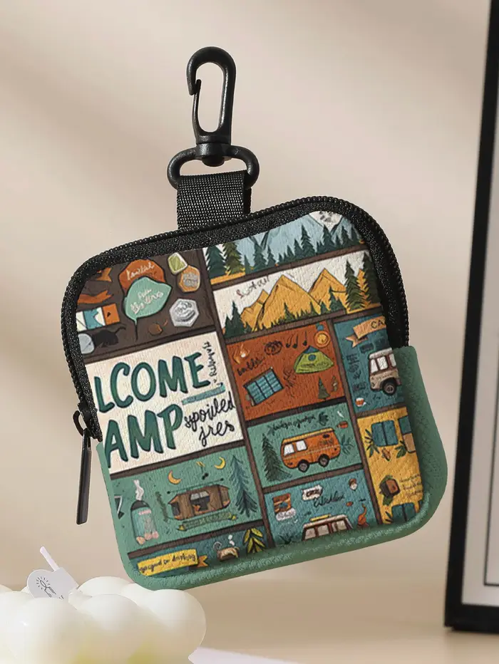 1 pièce, porte-monnaie portable avec motifs de camping
