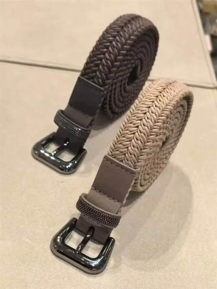 Ceinture tissée perlée pour femme, élégante et polyvalente