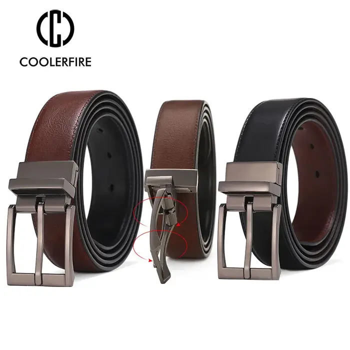 Ceinture réversible en cuir véritable pour hommes