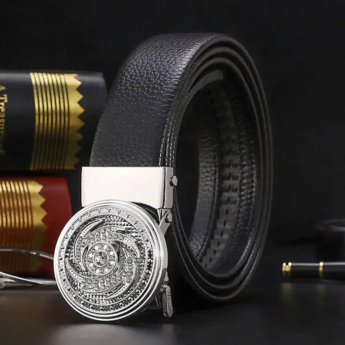 Ceinture en cuir avec décoration en biscuits pour homme